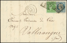 Let AFFRANCHISSEMENTS DE SEPTEMBRE 1871 - N°37 Et 42B Obl. GC 2659 S. LAC, Càd T17 NIMES 1/9/71, 1er JOUR Du Nouveau Tar - 1849-1876: Periodo Clásico