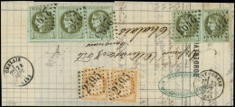 Let AFFRANCHISSEMENTS DE SEPTEMBRE 1871 - N°36 Et 39C, 10c. PAIRE Et 1c. BANDE De 3 Et PAIRE, Obl. GC 2495 S. LAC, Càd T - 1849-1876: Classic Period