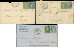 Let AFFRANCHISSEMENTS DE SEPTEMBRE 1871 - N°20 Et 37 Obl. GC Ou Etoile Sur 3 Lettres D'Octobre Et Novembre 1871, TB - 1849-1876: Klassieke Periode