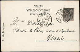 Let BUREAUX FRANCAIS A L'ETRANGER - N°103 Obl. JERUSALEM 20/10/02 S. CP Gruss Pour Paris, TB - 1877-1920: Semi-Moderne