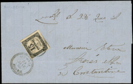 Let LETTRES ET OBLITERATIONS D'ALGERIE - Taxe N°3B 15c. Noir T II, Obl. Càd CONSTANTINE S. LAC, Càd T22 AIN BEIDA 25/1/6 - 1849-1876: Classic Period