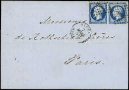 Let LETTRES ET OBLITERATIONS D'ALGERIE - N°14Aa 20c. Bleu TRES Foncé, PAIRE Obl. PC 1896 S. LAC, Càd ALGER MARSEILLE 7/3 - 1849-1876: Période Classique