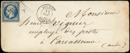 Let LETTRES ET OBLITERATIONS D'ALGERIE - N°14A Obl. PC 3718 S. Env., Càd BOUGIE 18/12/56, TB - 1849-1876: Période Classique