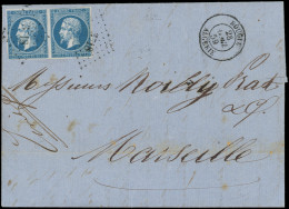 Let LETTRES ET OBLITERATIONS D'ALGERIE - N°14A PAIRE Obl. PC 3718 S. LAC, Càd BOUGIE 28/4/59, TTB - 1849-1876: Période Classique