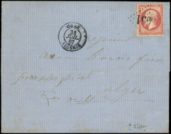 Let LETTRES ET OBLITERATIONS D'ALGERIE - N°24 Obl. GC 5051 S. LSC, Càd ORAN 31/7/67, TRIPLE PORT Pour Alger, Rare Et TB - 1849-1876: Klassik