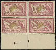 ** EMISSIONS DU XXe SIECLE - 121   Merson,  1f. Lie De Vin Et Olive, BLOC De 4 Bdf, TB - Unused Stamps