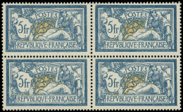 ** EMISSIONS DU XXe SIECLE - 123   Merson,  5f. Bleu Et Chamois, BLOC De 4, Très Frais, TB - Unused Stamps
