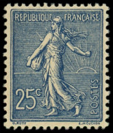 ** EMISSIONS DU XXe SIECLE - 132a  Semeuse Lignée, 25c. Bleu Foncé, Très Bien Centré, TTB - Unused Stamps