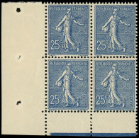 ** EMISSIONS DU XXe SIECLE - 132a  Semeuse Lignée, 25c. Bleu Foncé, BLOC De 4 Cdf, Superbe - Unused Stamps