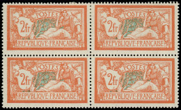 ** EMISSIONS DU XXe SIECLE - 145   Merson,  2f. Orange Et Vert-bleu, BLOC De 4, Bon Centrage, PAIRE Sup. *, TB - Unused Stamps