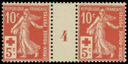 ** EMISSIONS DU XXe SIECLE - 147   Croix Rouge, 10c. + 5c. Rouge, PAIRE Mill.4, TB - Unused Stamps