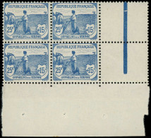 ** EMISSIONS DU XXe SIECLE - 151   1ère Série Orphelins, 25c. + 15c. Bleu, BLOC De 4 Cdf, TB - Unused Stamps