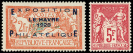 * EMISSIONS DU XXe SIECLE - 257A  Expo Le Havre, 2f. Orange Et Vert-bleu, Bon Centrage Et N°216 5f. Carmin, Expo De Pari - Nuevos