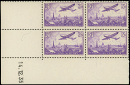 ** POSTE AERIENNE - 10  Vue De Paris, 2f.25 Violet, BLOC De 4 CD 14/12/35, TB - 1927-1959 Mint/hinged