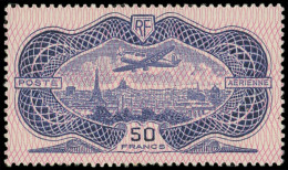 * POSTE AERIENNE - 15b 50f. Burelage Renversé, Inf. Trace D'une Ancienne Ch., TB - 1927-1959 Mint/hinged