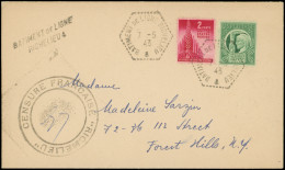 Let Poste Aérienne Militaire -  1c. Et 3c. Des Etats-Unis Obl. Càd Hexag. BATIMENT DE LIGNE RICHELIEU 7/5/43 Sur Env., G - Military Airmail