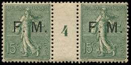 ** FRANCHISE MILITAIRE - 3    15c. Vert-olive, PAIRE Mill.4, TB - Military Postage Stamps