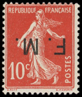 * FRANCHISE MILITAIRE - 5a   10c. Rouge, Surch. RENVERSEE, TB - Military Postage Stamps