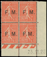 ** FRANCHISE MILITAIRE - 6    50c. Rouge, M RAPPROCHE Dans Un BLOC De 4 CD 23/11/28, TB - Timbres De Franchise Militaire