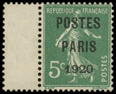 ** PREOBLITERES - 24   5c. Vert, POSTES PARIS 1920, Bdf, TB. C - 1893-1947