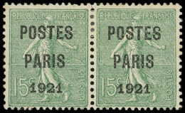 (*) PREOBLITERES - 28  15c. Vert-olive, POSTES PARIS 1921, TB. C - 1893-1947