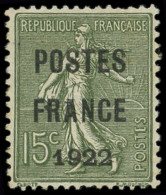 * PREOBLITERES - 37  15c. Olive, POSTES FRANCE 1922, TB. C - 1893-1947