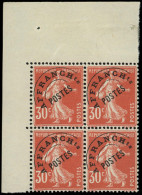 ** PREOBLITERES - 58  Semeuse Camée, 30c. Rouge, BLOC De 4 Cdf, TTB - 1893-1947