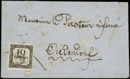 Let TAXE - 1   10c. Noir Litho, Oblitéré OR Sur Enveloppe, TB - 1859-1959 Lettres & Documents