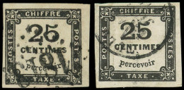 TAXE - 5 Et 5A, 25c. Noir, T I Et II, Obl., TB - 1859-1959 Gebraucht