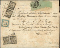 Let TAXE - 9, 14 Et 22, 60c. Bleu, 5c. Et 1f. Noir En PAIRES, Taxation à 2f70 S. Envoi De Docs Par Un Huissier De MARENN - 1859-1959 Storia Postale