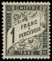 * TAXE - 22   1f. Noir, Bon Centrage, TB - 1859-1959 Neufs