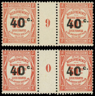 ** TAXE - 50  40c. S. 50c. Rouge, 2 PAIRES Mill.9 Et 0, Complet, TB - 1859-1959.. Ungebraucht