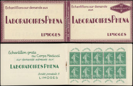 CARNETS (N° Yvert) - 188-C2    Semeuse Chiffres Maigres, 10c. Vert, N°188, PHENA, TTB - Autres & Non Classés