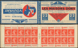 CARNETS (N° Yvert) - 194-C3    Semeuse Camée, 40c. Vermillon, N°194b, T I, S. 106, MAISONS DONY, TB - Other & Unclassified