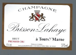 Etiquette Champagne  Brut 1er Cru Brisson Lahaye Tours Sur Marne  Marne 51 - Champagner