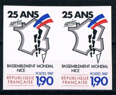 France 1987 N° 2481 Paire  Non Dentelé  IMP Neuf MNH **  Rassemblement Mondial Nice Des Pieds-noirs - 1981-1990