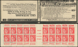 CARNETS (N° Yvert) - 283-C31   Paix, 50c. Rouge, N°283c, T IIA, S. 308, LE BLANC DE PRE, TB - Autres & Non Classés