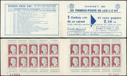 CARNETS (N° Yvert) - 1263-C3    Marianne De Decaris, 0,25 Gris Et Grenat, N°1263c, T I, S. 1-61, 3 SUISSES, N°81364, Dat - Autres & Non Classés