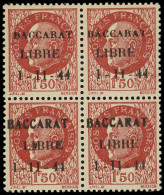 ** LA  LIBERATION - BACCARAT 6 : 1f50 Brun-rouge, BLOC De 4 T I Et II Se Tenant, TB - Liberation