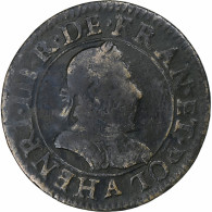 France, Henri III, Double Tournois, 1578, Paris, Cuivre, TB, Gadoury:455 - 1574-1589 Enrico III