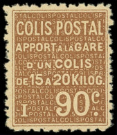 ** COLIS POSTAUX  (N° Et Cote Maury) - 28C  90c.  Brun Sur Jaune, NON EMIS, Grande RARETE, Superbe, Certif. JF Brun - Nuevos