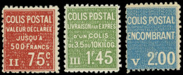 ** COLIS POSTAUX  (N° Et Cote Maury) - 94/96, 75c., 1f45 Et 2f. Bleu, TB, Yvert N°98/100 - Ungebraucht