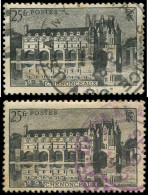 Spécialités Diverses - GUERRE Poste N°611 : 25f. Noir Chenonceaux, 2 Ex. Obl. Américaine Différente, TB - Kriegsmarken