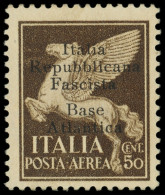 ** Spécialités Diverses - BASE NAVALE ITALIENNE 50c. Brun De Poste Aérienne Avec Surcharge Italia/Repubblicana/Fascista/ - War Stamps
