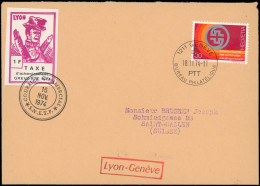 Let Spécialités Diverses - TIMBRES DE GREVE, LYON 1974 16/17 1f Et 2f Mixtes Avec TP Suisse Et France Obl. 15 Et 14/11/7 - Documents