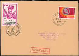 Let Spécialités Diverses - TIMBRES DE GREVE, LYON 1974 16/17 1f Et 2f Mixtes Avec TP Suisse Et France Obl. 15 Et 14/11/7 - Dokumente