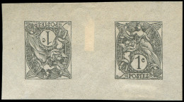 VARIETES - 107   Blanc,  1c. Gris Foncé, Petite épreuve, TETE-BECHE Avec Pont, TB - Unused Stamps