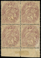 ** VARIETES - 108   Blanc,  2c. Brun-lilas, IMPRESSION RECTO-VERSO, BLOC De 4 Bdf, TB - Unused Stamps