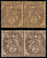 ** VARIETES - 108g  Blanc,  2c. Brun-lilas, RECTO-VERSO, En PAIRE, TB - Nuevos