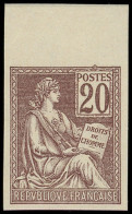 (*) VARIETES - 113e  Mouchon, 20c. Brun-lilas, NON DENTELE, Bdf, TB. C - Unused Stamps